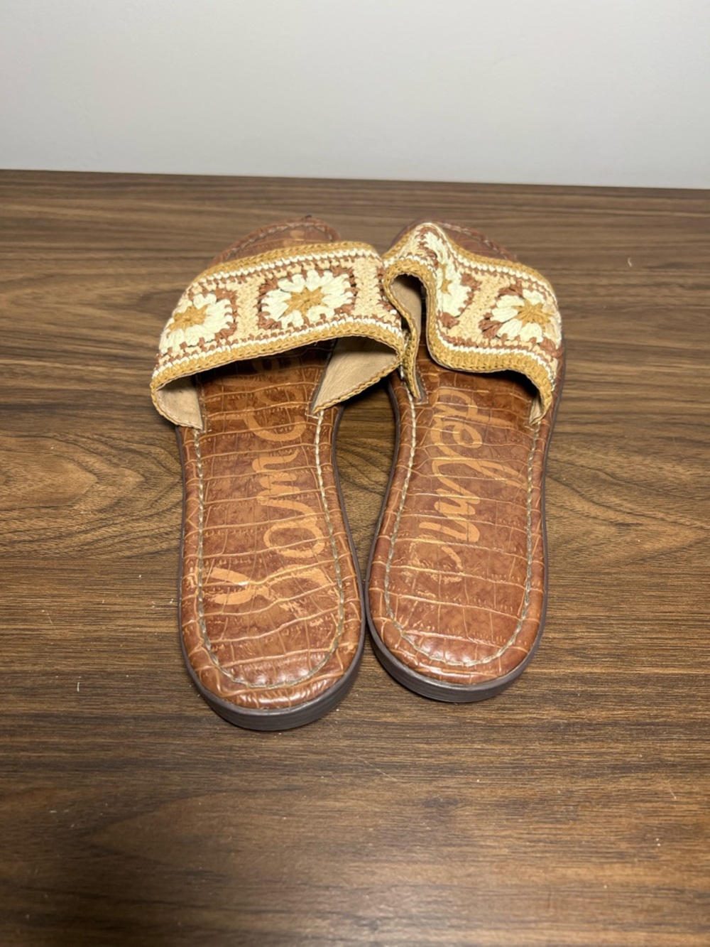 Sam Edelman Woven Crochet Slide Sandal in Brown and Cream - Picture 6 of 8